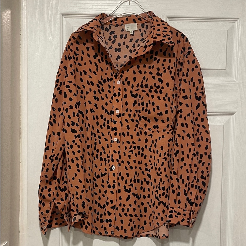 Leopard Print Button Down Shirt